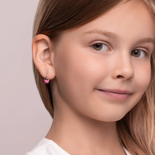 Серьги из серебра с эмалью с фианитами - фото 2