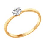 Кольцо из золочёного серебра со Swarovski Zirconia