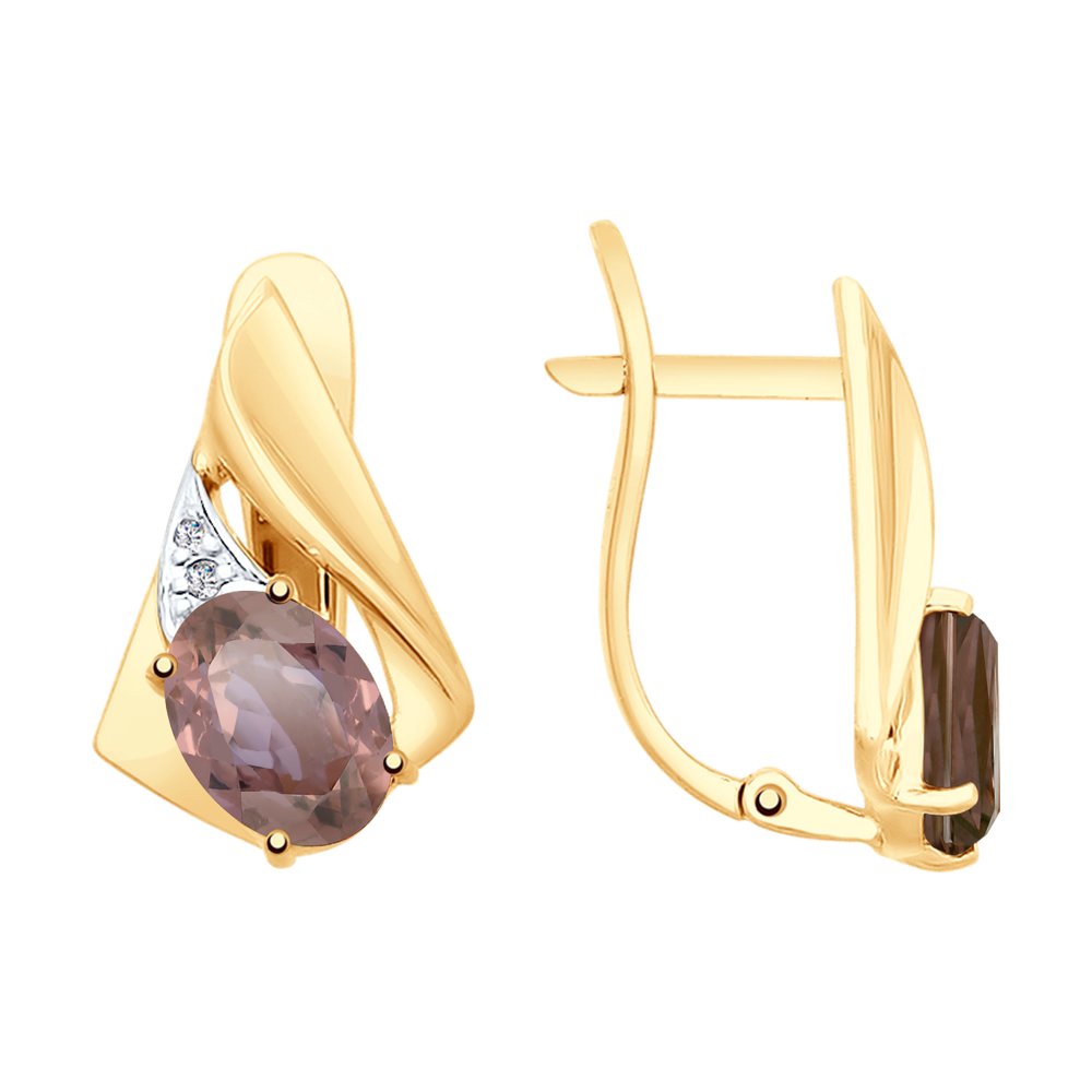 

Серьги SOKOLOV из золота с ситаллом султанит и фианитами