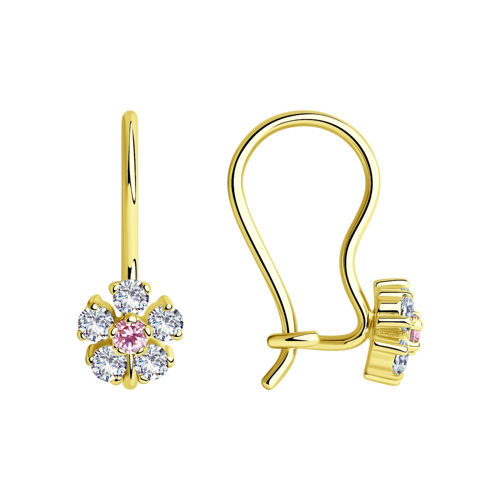 

Серьги SOKOLOV из жёлтого золота с розовым фианитом