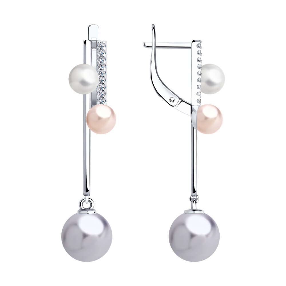 

Серьги SOKOLOV из серебра с жемчугом Swarovski и фианитами