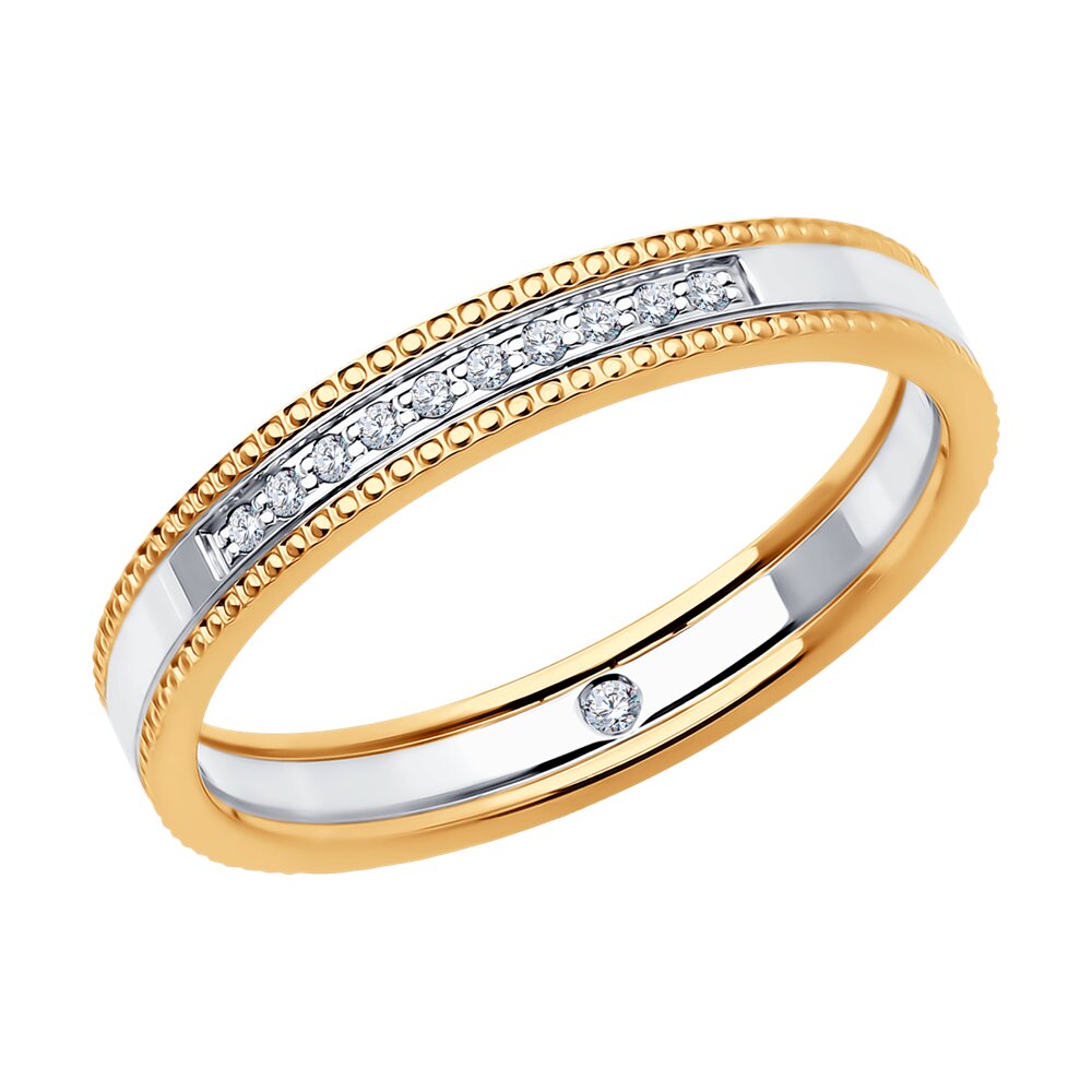 Обручальное кольцо SOKOLOV Diamonds из комбинированного золота с бриллиантами