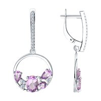 Серьги из серебра с аметистами и фианитами