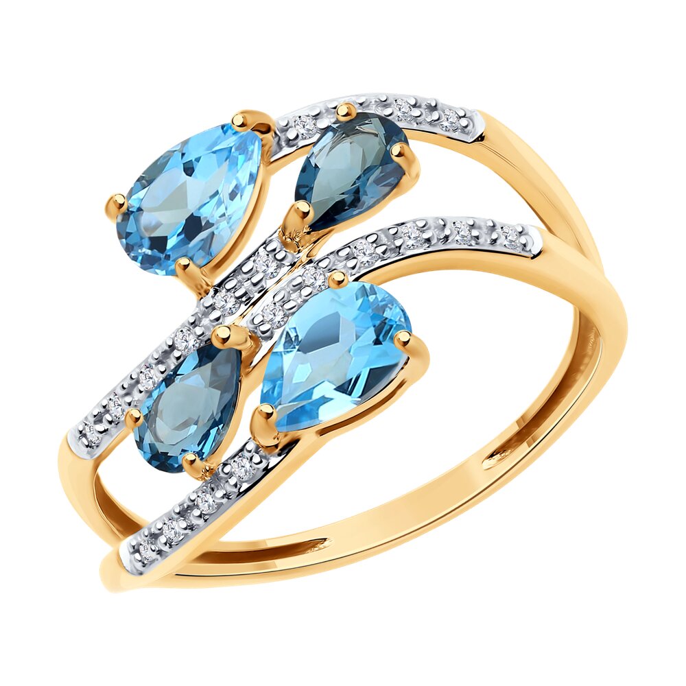 Кольцо SOKOLOV Diamonds из золота с бриллиантами и топазами