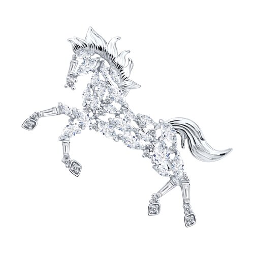 Брошь из серебра с фианитами - фото 1