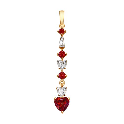 Подвеска из золота с бесцветными и красными Swarovski Zirconia