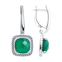 Серьги из серебра с агатами и фианитами