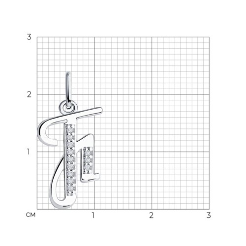 Подвеска-буква из серебра с фианитами - фото 5