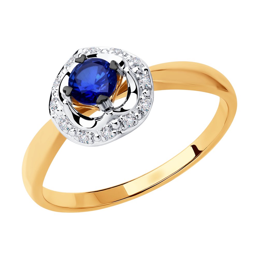 

Кольцо SOKOLOV Diamonds из комбинированного золота с бриллиантами и синим корунд (синт.)