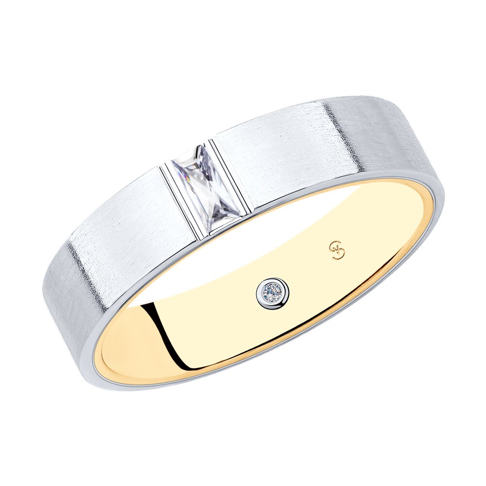 Обручальное кольцо матовое SOKOLOV из комбинированного золота с бриллиантами