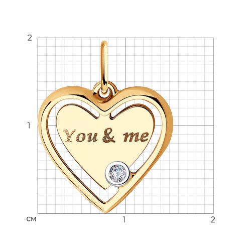 Подвеска "You & Me" из золота с гравировкой с фианитом 035783 SOKOLOV фото 2
