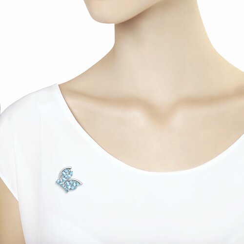 Брошь из серебра с топазами и фианитами - фото 4