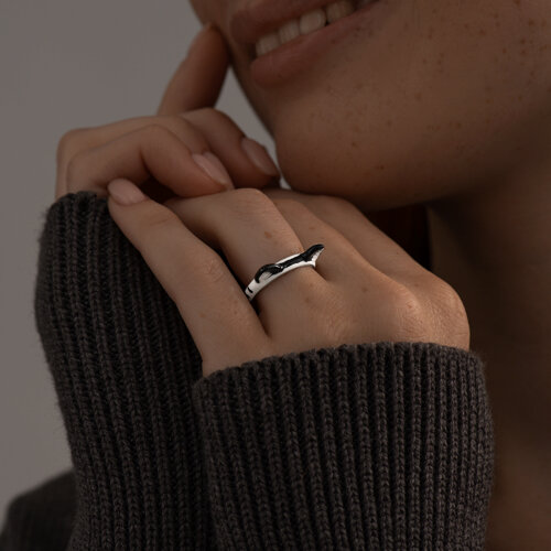 Кольцо из серебра с эмалью - фото 3