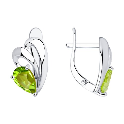 Серьги из серебра с хризолитами