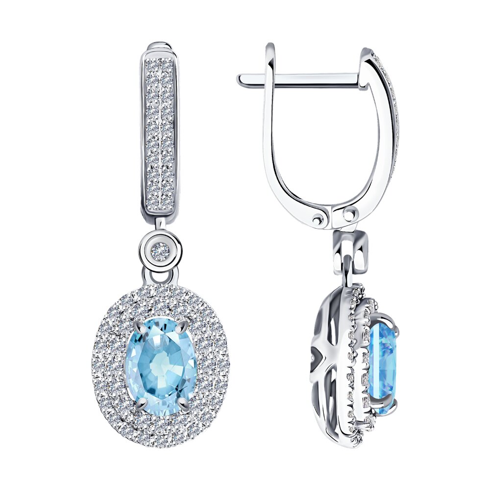 

Серьги SOKOLOV Diamonds из белого золота с бриллиантами и аквамарином