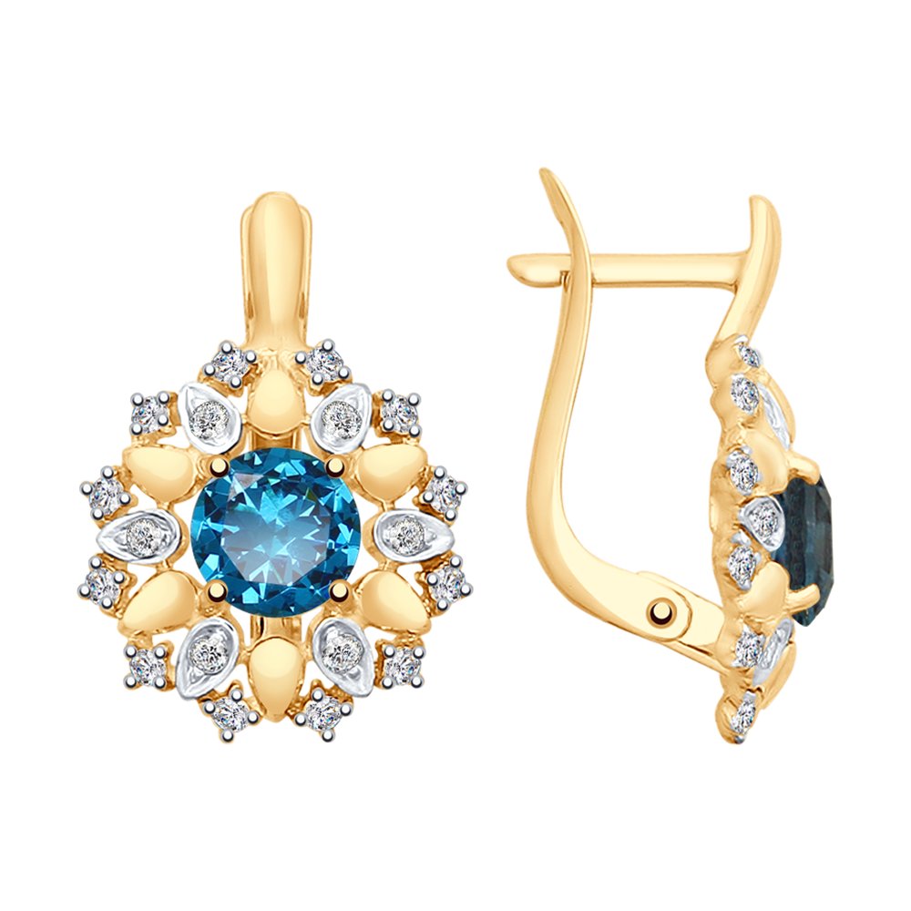 

Серьги SOKOLOV из золота с синими топазами и Swarovski Zirconia