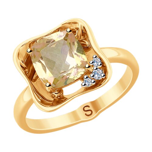 Кольцо из золота с бриллиантами и морганитом 6014089 SOKOLOV фото