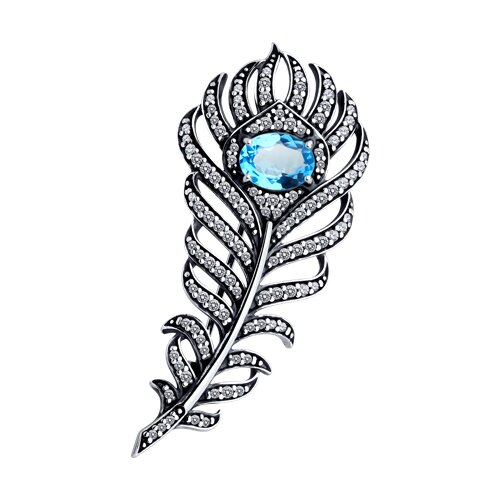 Брошь из серебра с топазом и фианитами - фото 1