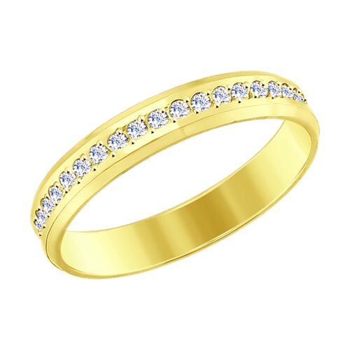 Кольцо из желтого золота с алмазной гранью с фианитами 017652-2 SOKOLOV фото