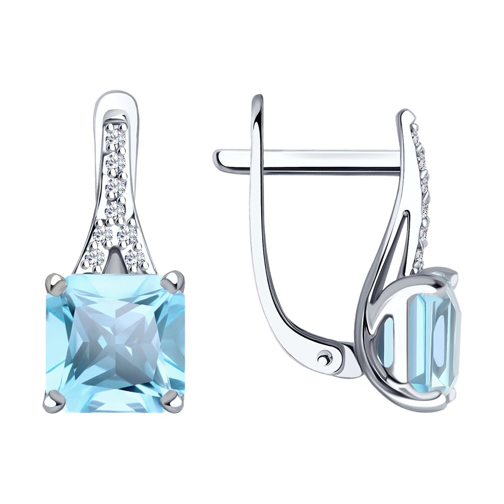 Серьги SOKOLOV из белого золота с бриллиантами и топазами 63000₽