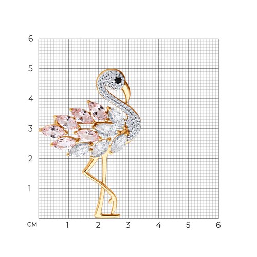 Брошь из золочёного серебра с ситаллами и фианитами - фото 5