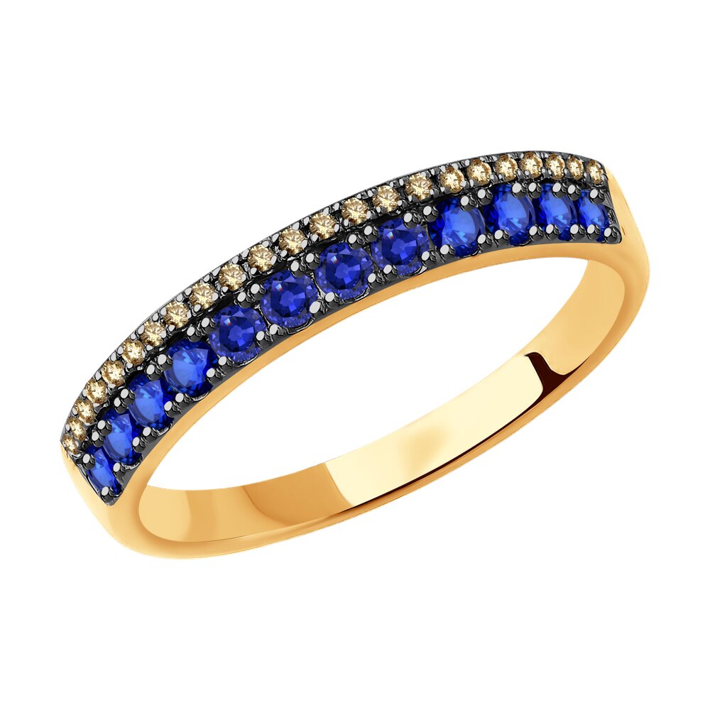 Золотое кольцо с бриллиантами и сапфирами SOKOLOV Diamonds, 1.79, золото, 2011064  - купить