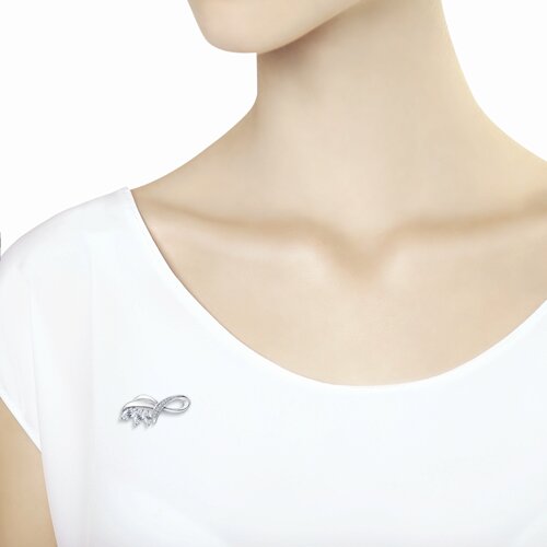 Брошь из серебра с фианитами - фото 3