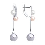 Серьги из серебра с жемчугом Swarovski и фианитами