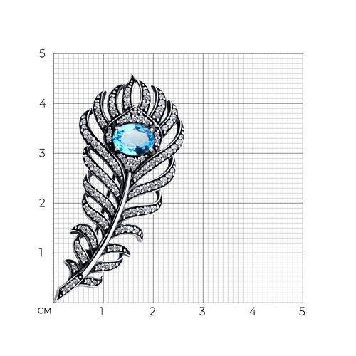 Брошь из серебра с топазом и фианитами - фото 3