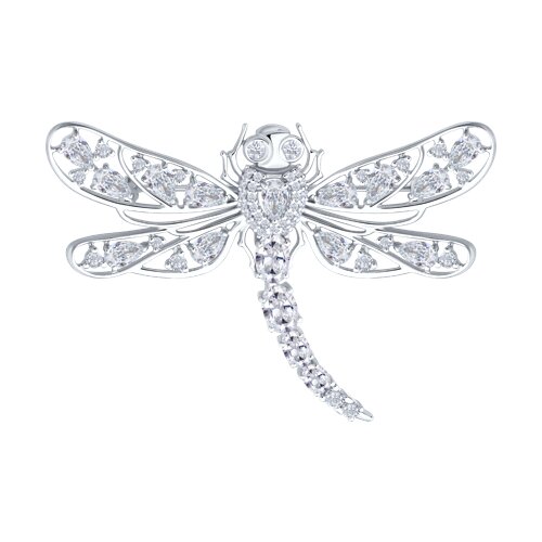 Брошь из серебра с фианитами - фото 1