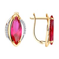 Серьги из золота с корундами и фианитами