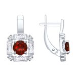Серьги из серебра с гранатами и фианитами