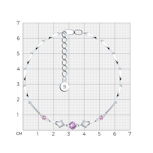 Браслет из серебра с аметистами и фианитами - фото 6