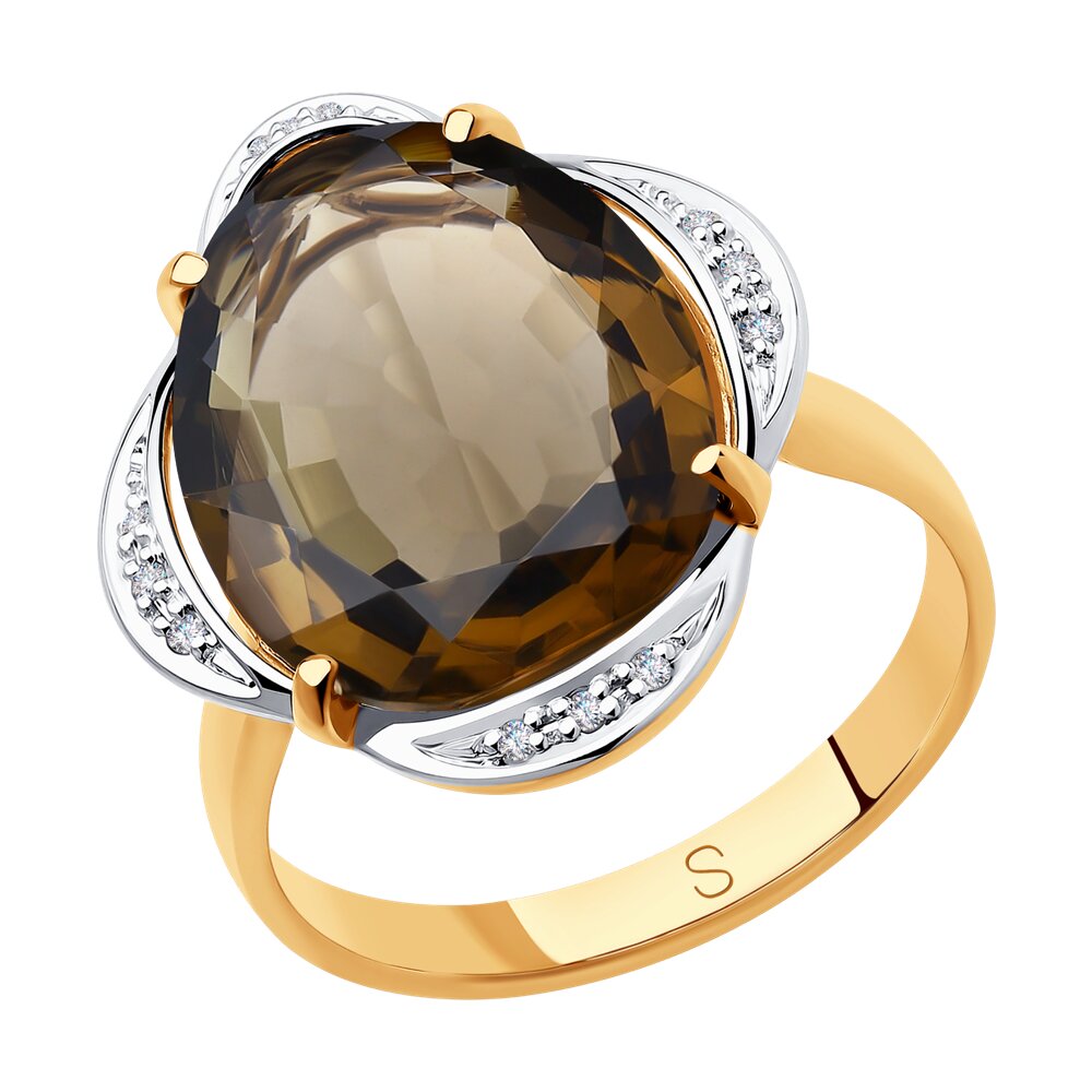 

Кольцо SOKOLOV Diamonds из золота с бриллиантами и раухтопазом