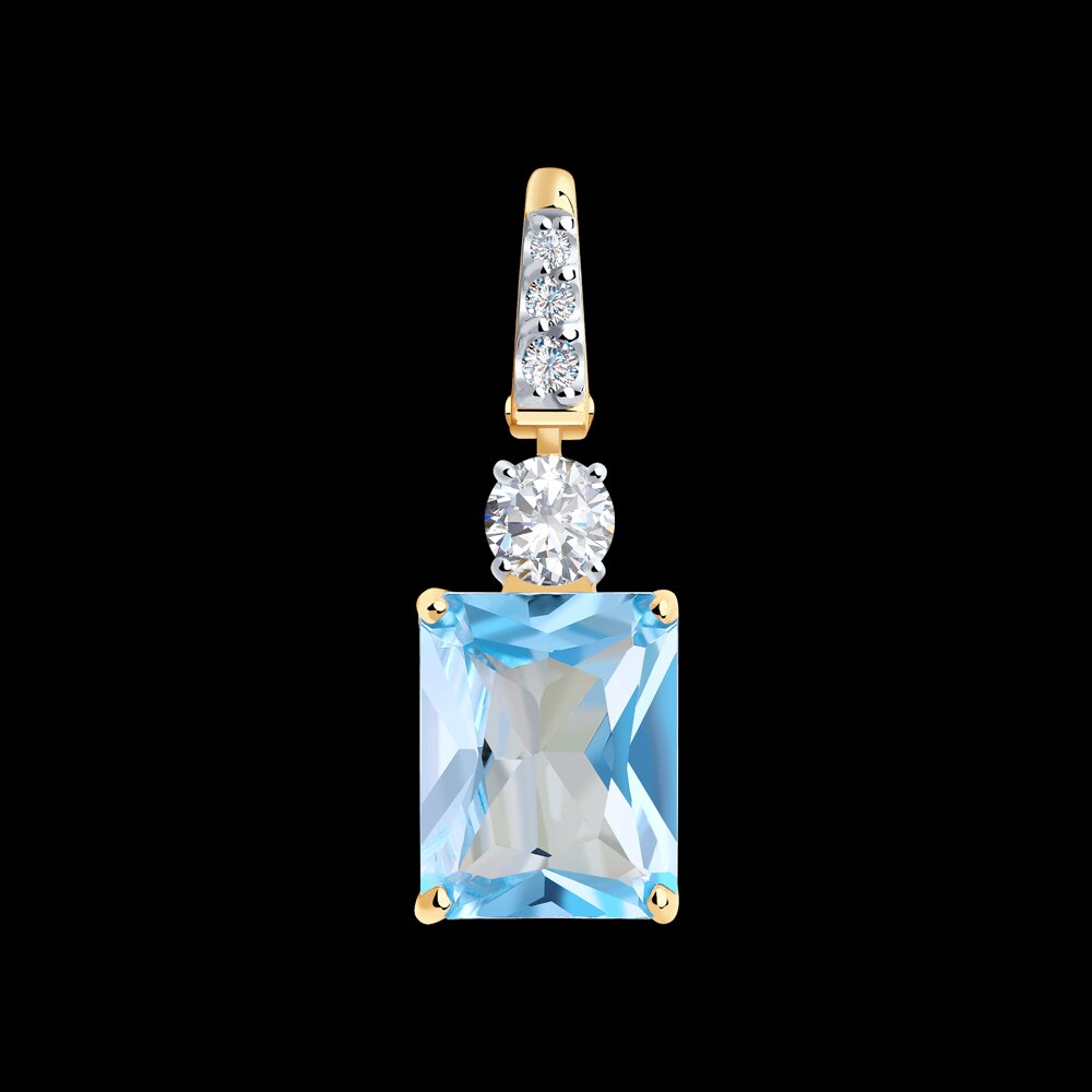 Подвеска SOKOLOV из золота с топазом и фианитами, фото 3