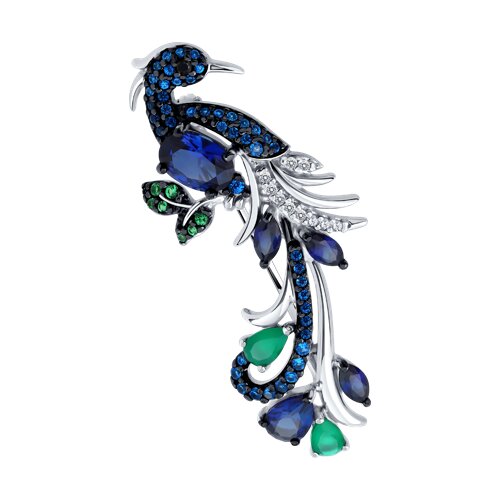 Брошь из серебра с миксом камней - фото 1