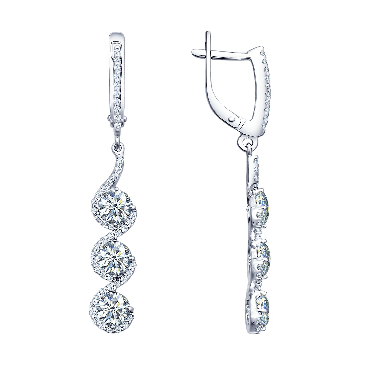 Серьги длинные из серебра с фианитами SOKOLOV - купить в официальном ...