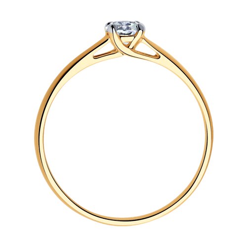 Кольцо из золочёного серебра с фианитом - фото 2