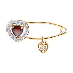 Брошь SOKOLOV из золота с гранатом и фианитами 9750₽