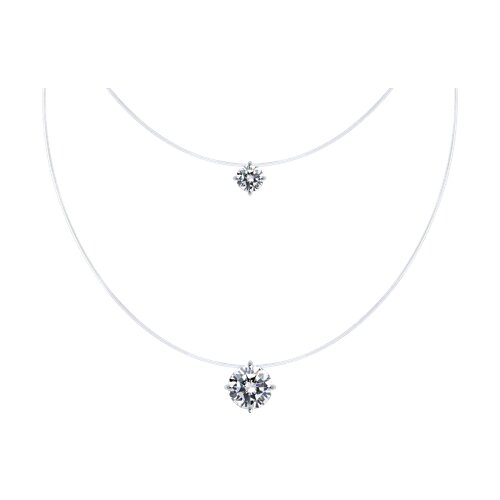 Колье на леске из серебра с фианитами - фото 1