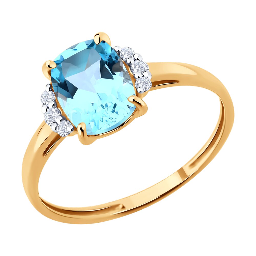 Кольцо SOKOLOV из золота с топазом и фианитами