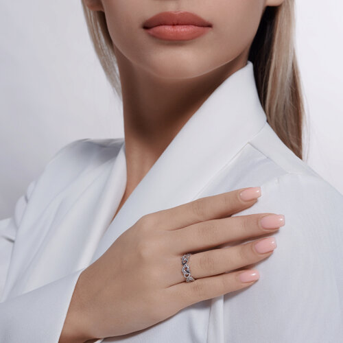 Кольцо из серебра с фианитами - фото 3