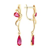 Серьги из золота с красными корунд (синт.)