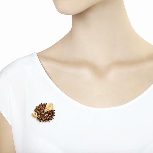 Брошь из серебра с эмалью с раухтопазами - фото 6