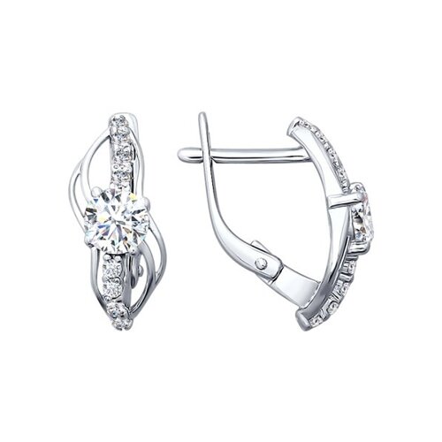 Серьги из серебра с фианитами