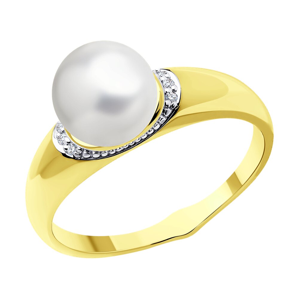 

Кольцо SOKOLOV Diamonds из желтого золота с бриллиантами и жемчугом