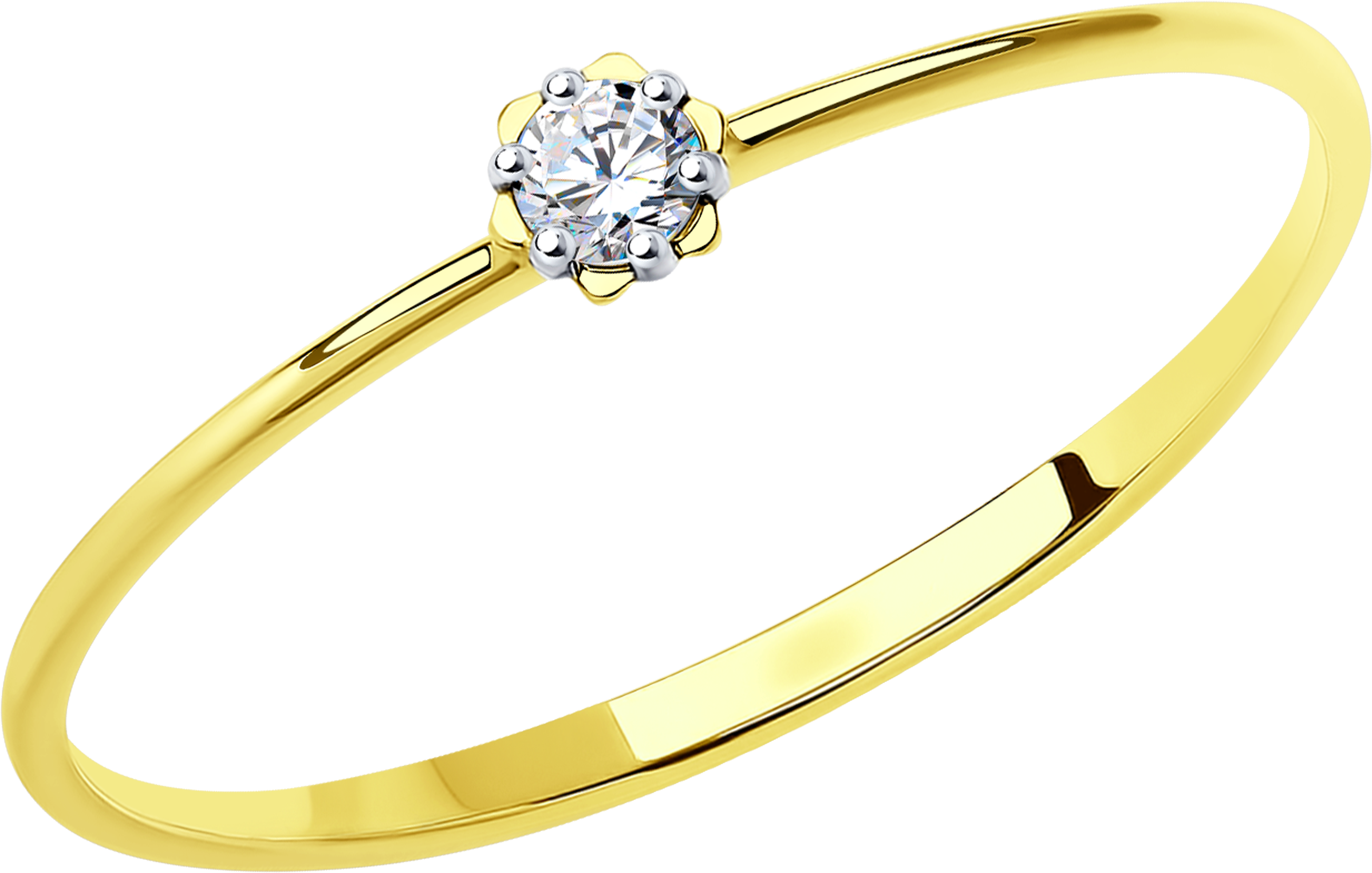 Кольцо SOKOLOV из желтого золота с фианитом