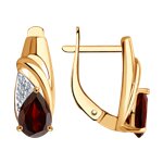 Серьги из золота с гранатами и фианитами