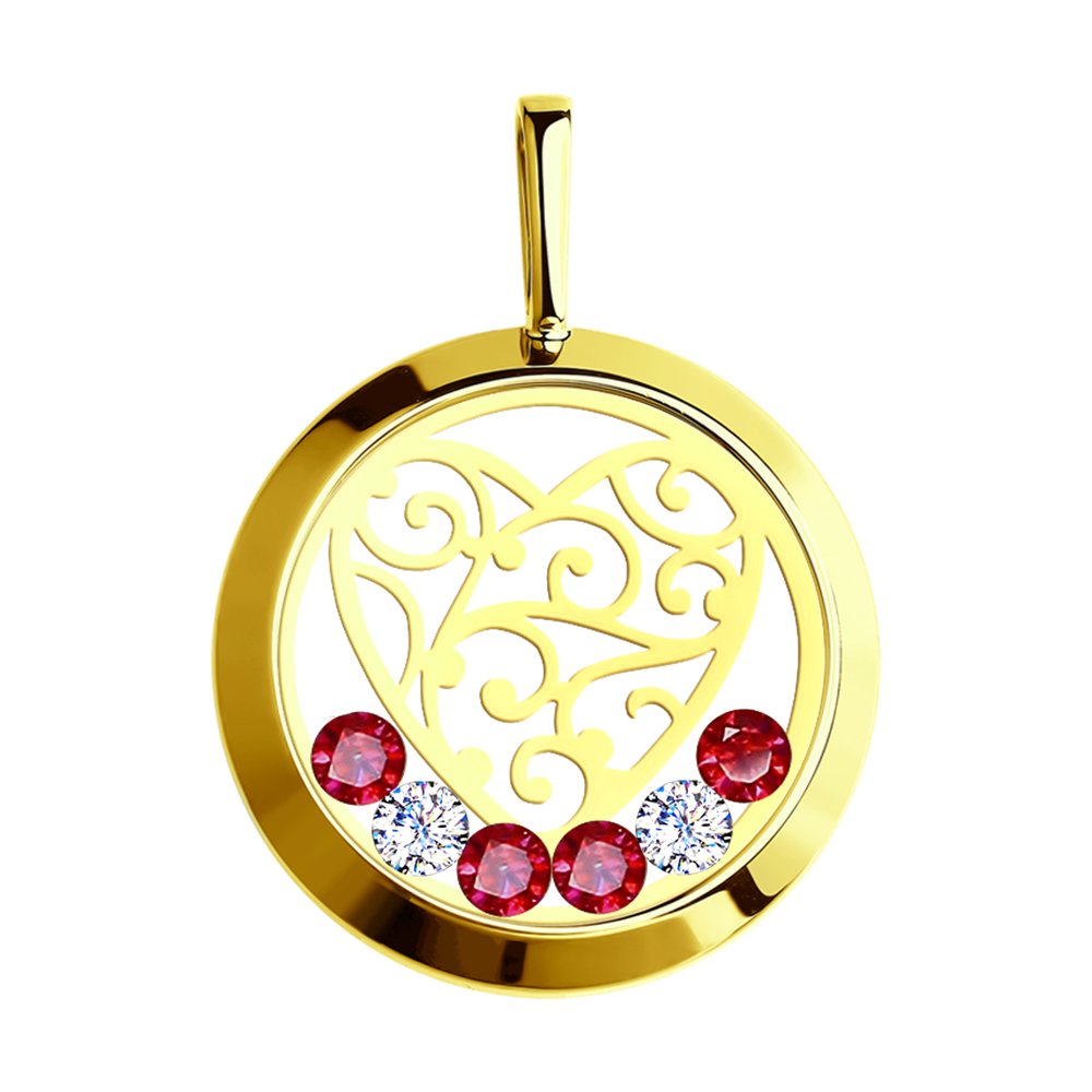 

Подвеска SOKOLOV из желтого золота со Swarovski Zirconia, минеральным стеклом и красными фианитами