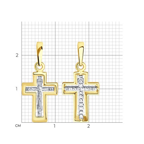 Подвеска- крест из комбинированного золота 121326-2 SOKOLOV фото 2